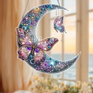 Diamond Art Acrylic Moon and Butterfly Suncatcher